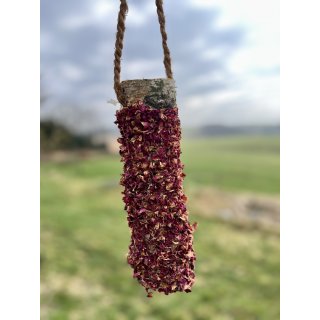 Knabberholz mit Rosenblütenblättern